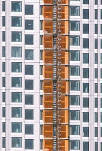Access scaffolding erected on a high-rise building in the UAE