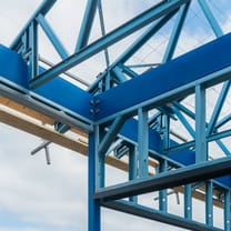 Structural steel framework and beams for construction
